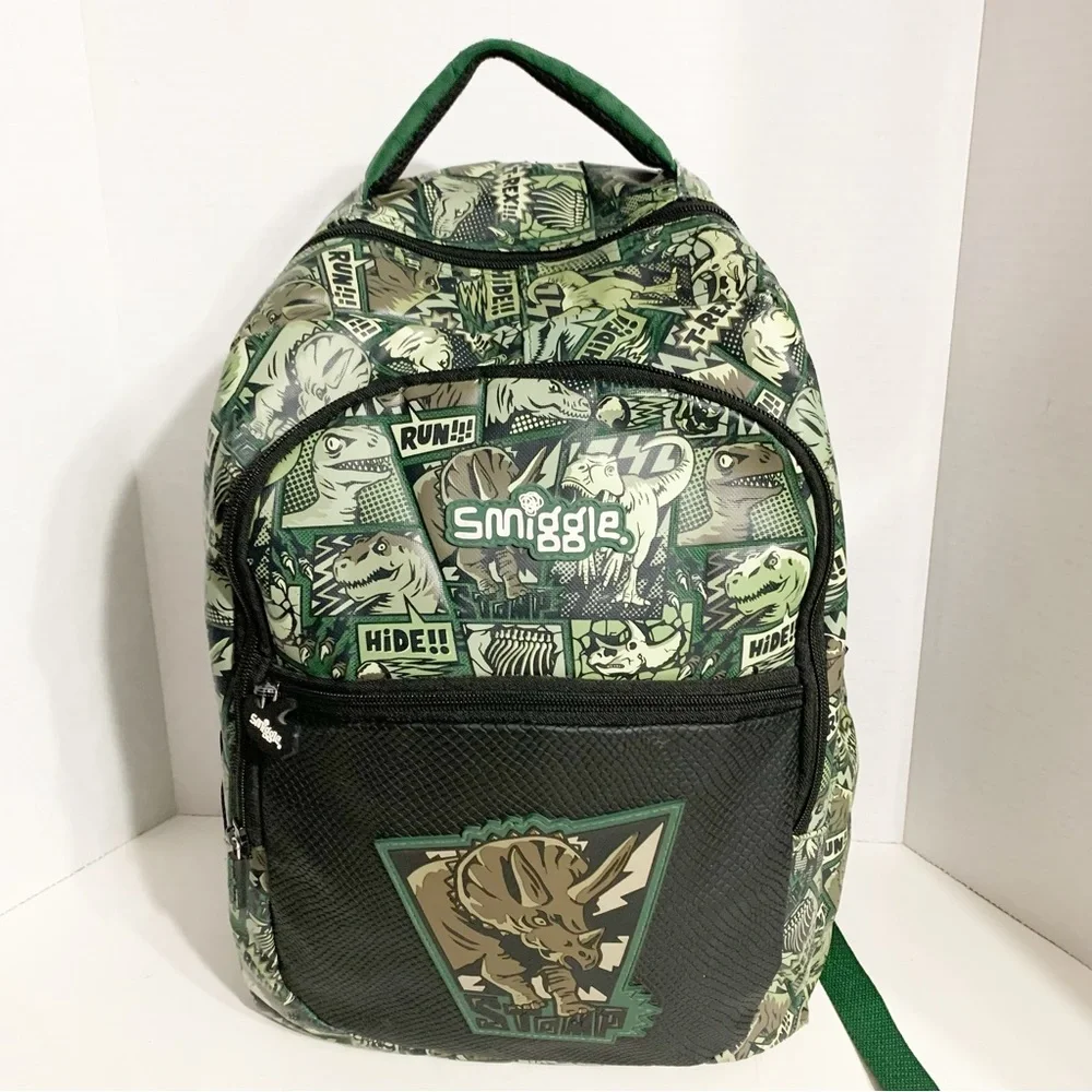 Smiggle Three Zip Compartments Dinosaur Backpack Padded Shoulder Straps / Laptop